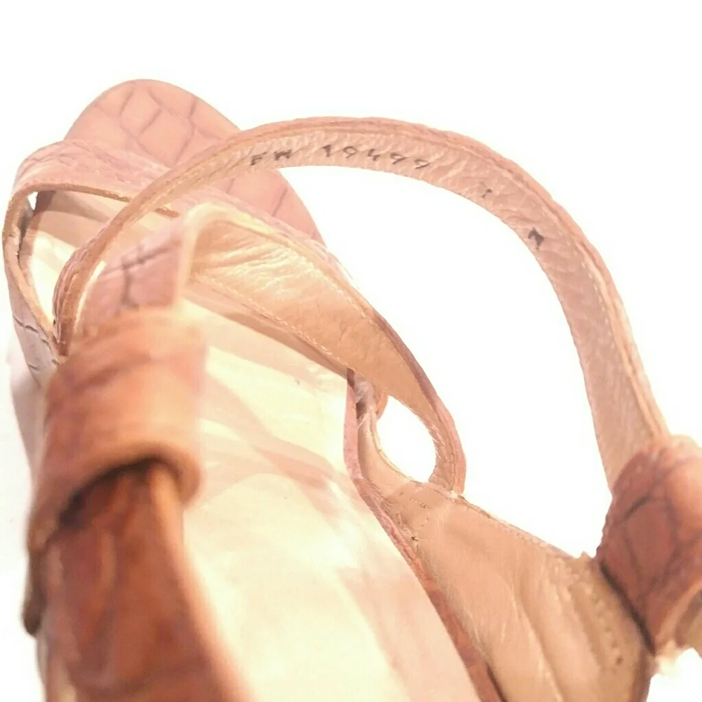 Stuart Weitzman Women's Strappy Heel Croco Tan 7
